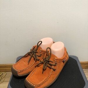 Xiu Xian Womens Orange Suede Leather Flat Sneaker Shoes Size 39/8.5US